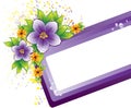 Purple floral frame with dew-drop