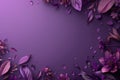 Purple Floral Frame with Leaves and Petals Royalty Free Stock Photo