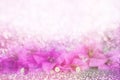 Purple flower Bougainvillea frame on bokeh glitter background idea for valentine or wedding invitation card