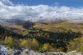 Autumn mountains covered with the first snow Royalty Free Stock Photo