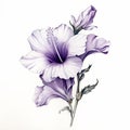 Purple Flower Sketch: Detailed Anatomy In Grisaille Style