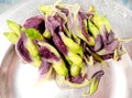 Purple flower of Vegetable hummingbird scald for cooking