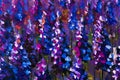 Purple flowers close-up art backgroud lavender lupine field painting