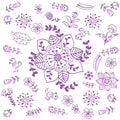 Purple flowers doodle art