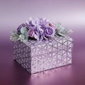 Purple flowers in geometric box Royalty Free Stock Photo