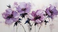 purple flowers painted with oil paints