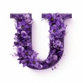 Violet Vector Letter U: Purple Flowers In Willem Haenraets Style Royalty Free Stock Photo