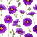 Purple flowers on a white background, whitespace border. AI-Generated.