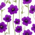Purple flowers on a white background, whitespace border. AI-Generated.
