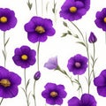 Purple flowers on a white background, whitespace border. AI-Generated.