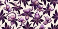 Purple flowes background, seamless pattern