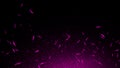 Purple flying sparks. Burning sparks. Particles sparkle spray debris. Overlays texture background . Design element