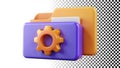 Purple folder gear icon settings administration configuration file png transparent image Generative AI