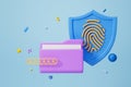 Purple folder, password and fingerprint shield