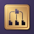 Purple Folder tree icon isolated on purple background. Computer network file folder organization structure flowchart