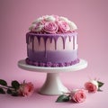 Purple fondant birthday cake Royalty Free Stock Photo