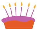 A purple fondant cake with candles vector or color illustration Royalty Free Stock Photo