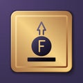 Purple Force of physic formula calculation icon isolated on purple background. Gold square button. Vector