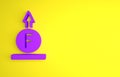 Purple Force of physic formula calculation icon isolated on yellow background. Minimalism concept. 3D render