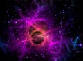 Purple fractal Galaxy in space, Sci-Fi