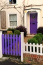 Purple gate and front door on an old Georgian English house Royalty Free Stock Photo