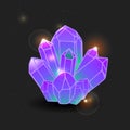 Purple gemstone, cartoon crystal. gems and mineral crystal. Vector illustration. Collection of decoration icons for games