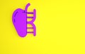 Purple Genetically modified apple icon isolated on yellow background. GMO fruit. Minimalism concept. 3d illustration 3D