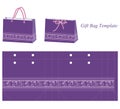 Purple Gift bag template with floral pattern Royalty Free Stock Photo