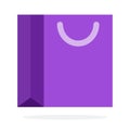 Purple gift bag vector flat material design isolated object on white background. Royalty Free Stock Photo