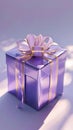 Purple gift with a bow on a dark background. Gifts as a day symbol of present and