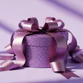 Purple Gift Box with Bow Royalty Free Stock Photo