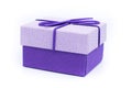 Purple gift box with a purple bow Royalty Free Stock Photo