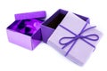 Purple gift box with a purple bow Royalty Free Stock Photo