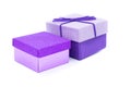 Purple Gift Boxes With A Bow On A White Background Royalty Free Stock Photo