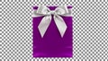 Purple gift box with large silver bow Royalty Free Stock Photo