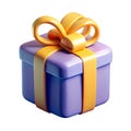 purple gift box with orange ribbon Royalty Free Stock Photo
