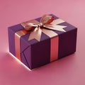Purple gift box with pink ribbon Royalty Free Stock Photo