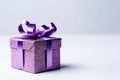 Purple Gift Box On White Background. Generative AI Royalty Free Stock Photo