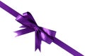 Purple gift ribbon bow corner diagonal isolated on white background Royalty Free Stock Photo