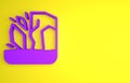 Purple Glacier melting icon isolated on yellow background. Minimalism concept. 3D render illustration