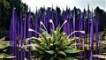 Green and purple Chihuly in the lily pond Royalty Free Stock Photo