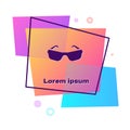 Purple Glasses icon isolated on white background. Eyeglass frame symbol. Color rectangle button. Vector