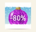 Purple glitter christmas ball for christmas sale Royalty Free Stock Photo