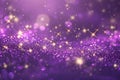 Purple glitter, firefly sparkles, stars and bokeh background. Light glow effect abstract illustration. Royalty Free Stock Photo