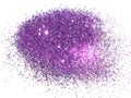 Purple glitter sparkle on white background with place for your text Royalty Free Stock Photo