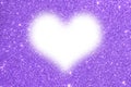 Purple glitter texture abstract background, white heart Royalty Free Stock Photo