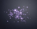 Purple glittering dots, particles, stars magic sparks. Glow flare light effect. Purple luminous points. Vector particles Royalty Free Stock Photo