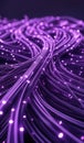 Purple glowing data cables transferring information background Royalty Free Stock Photo