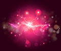 Purple glowing nebula with high energy plasma flash field in spa Royalty Free Stock Photo