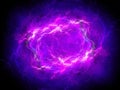 Purple glowing plasma lightning in space